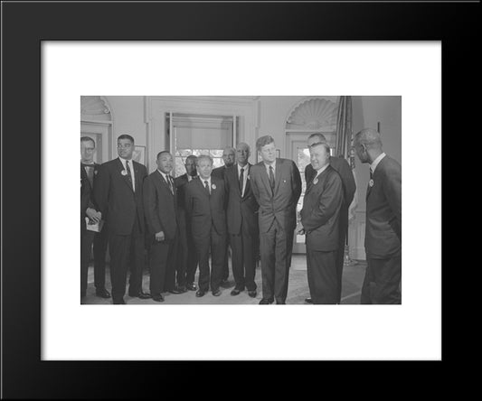 Civil Rights Leaders Meet With President John F. Kennedy In The Oval Office Of The White House After The March On Washington, D.C. 20x24 Black Modern Wood Framed Art Print Poster by Library of Congress