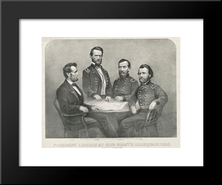 President Lincoln At Genl. Grant'S Headquarters 20x24 Black Modern Wood Framed Art Print Poster by Library of Congress