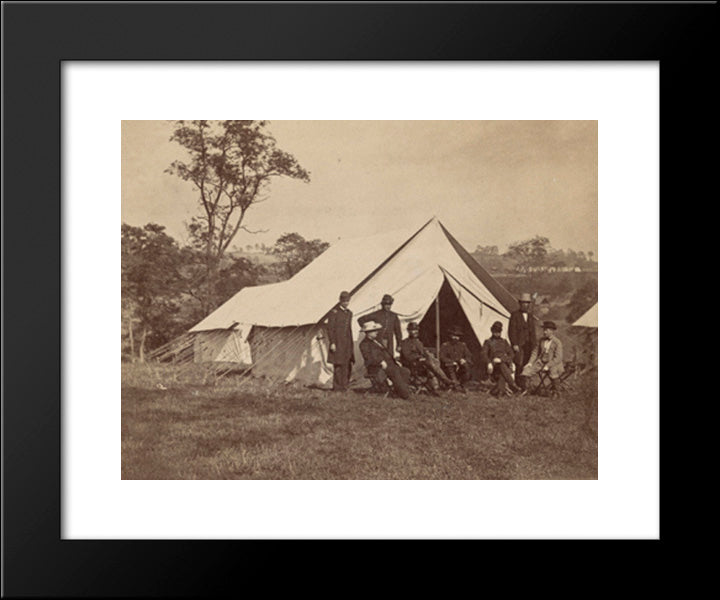 Gen. Randolph B. Marcy With Officers And Civilians At Army Of The Potomac Headquarters. Antietam, Md. 20x24 Black Modern Wood Framed Art Print Poster by Library of Congress