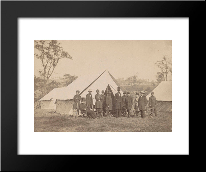 Group Of President Lincoln, Gen. Mcclellan, And Suite, At Headquarters Army Of Potomac 20x24 Black Modern Wood Framed Art Print Poster by Library of Congress