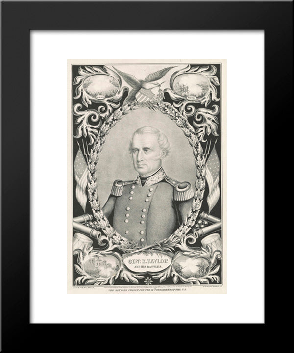 The Nation'S Choice For The 12Th President Of The U.S. Genl. Z. Taylor And His Battles 20x24 Black Modern Wood Framed Art Print Poster by Library of Congress