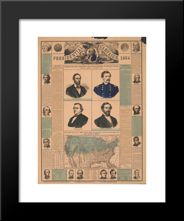 Presidential Campaign, 1864. Candidates For President And Vice-President Of United States. Election, Tuesday, November 8, 1864 20x24 Black Modern Wood Framed Art Print Poster by Library of Congress