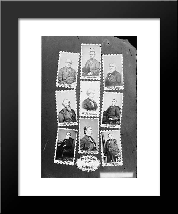 President And Cabinet: H. Hamlin, A. Lincoln, Edw'D Bates, E.M. Stanton, W.H. Seward, M. Blair, G. Welles, W.P. Fessenden, And J.P. Usher 20x24 Black Modern Wood Framed Art Print Poster by Library of Congress