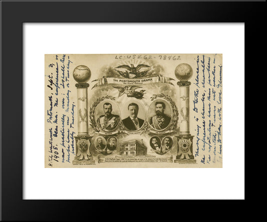 Postcard Celebrating The Signing Of The Portsmouth Peace Treaty 20x24 Black Modern Wood Framed Art Print Poster by Library of Congress