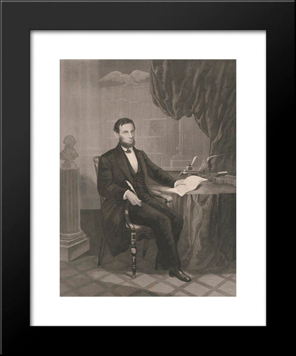 Abraham Lincoln President Of The United States Signing The Emancipation Proclamation 20x24 Black Modern Wood Framed Art Print Poster by Library of Congress