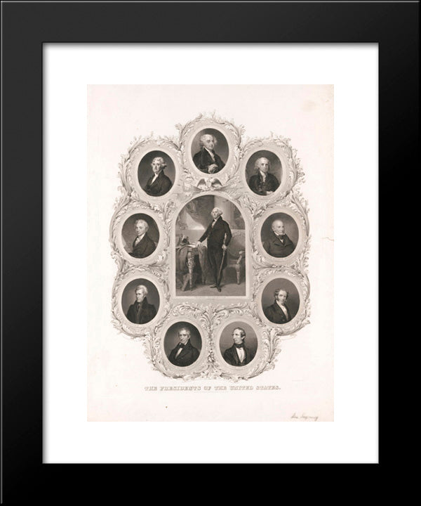 The Presidents Of The United States 20x24 Black Modern Wood Framed Art Print Poster by Library of Congress