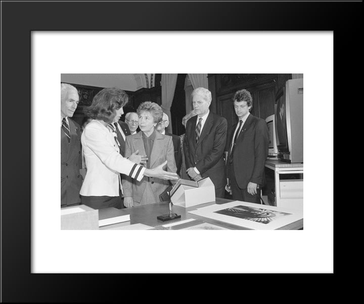 Mrs. Gorbachev Looking At Books, 5/31/90 20x24 Black Modern Wood Framed Art Print Poster by Library of Congress