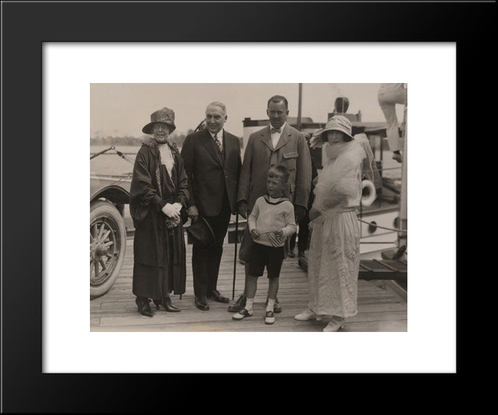 President And Mrs. Harding With Mr. And Mrs. Edward Beale Mclean And Son, Standing On A Pier In Palm Beach, Fla. 20x24 Black Modern Wood Framed Art Print Poster by Library of Congress