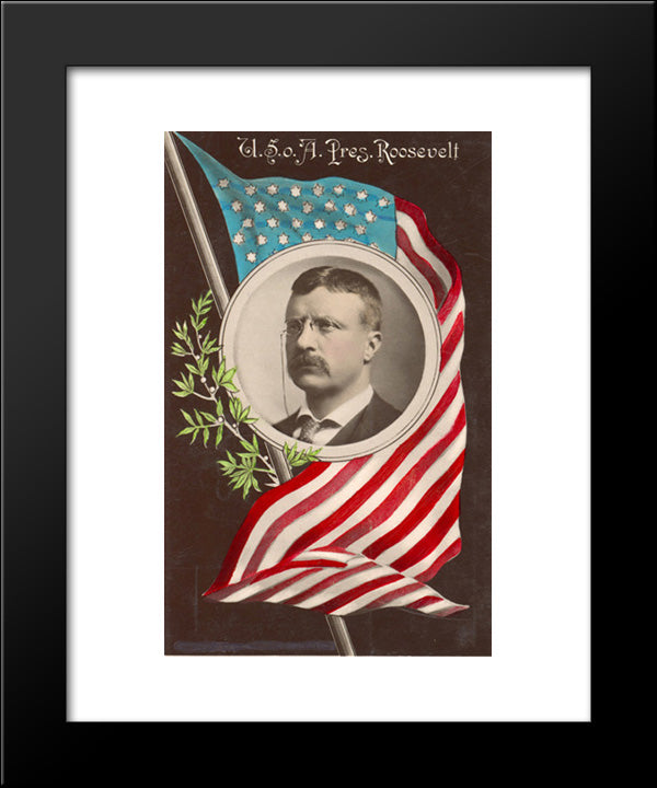 U. S. O[F] A., Pres. Roosevelt 20x24 Black Modern Wood Framed Art Print Poster by Library of Congress