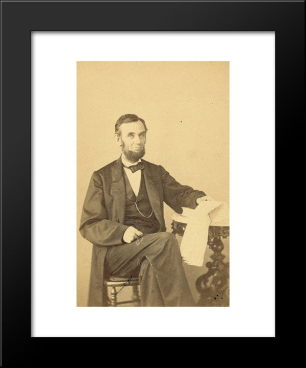 Abraham Lincoln, U.S. President. Seated Portrait, Holding Glasses And Newspaper, Aug. 9, 1863 20x24 Black Modern Wood Framed Art Print Poster by Library of Congress