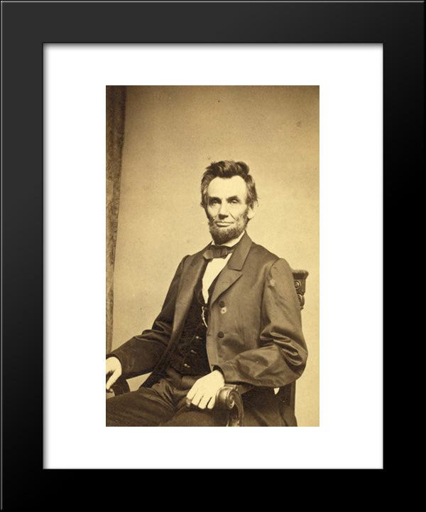 Abraham Lincoln, U.S. President. Seated Portrait, Facing Front, January 8, 1864 20x24 Black Modern Wood Framed Art Print Poster by Library of Congress