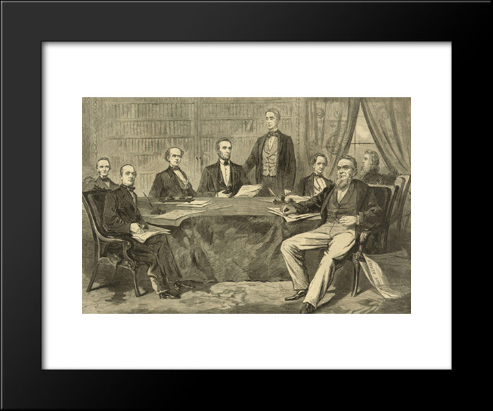 The Cabinet At Washington 20x24 Black Modern Wood Framed Art Print Poster by Library of Congress