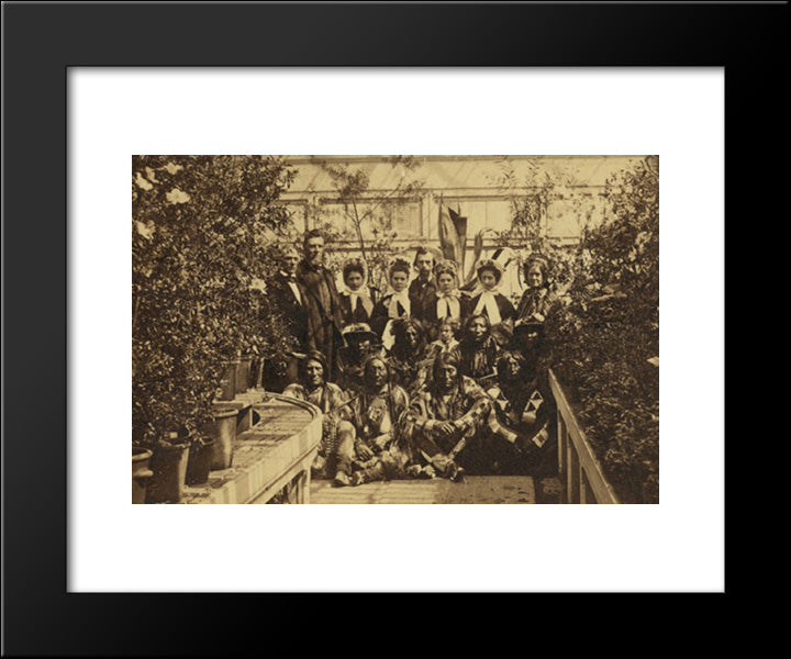 Indian Delegation In The White House Conservatory During The Civil War, With J.G. Nicolay, President Abraham Lincoln'S Secretary 20x24 Black Modern Wood Framed Art Print Poster by Library of Congress