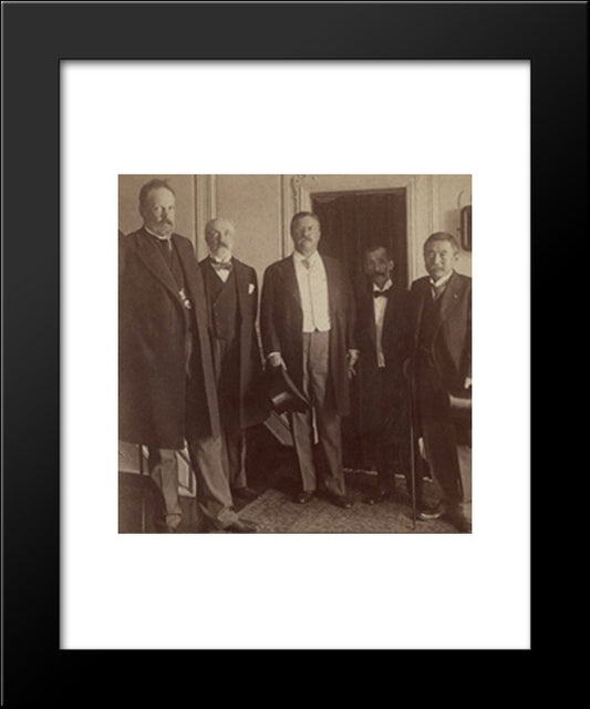 Working For Peace - President Roosevelt And Envoys Of Mikado And Czar On The Mayflower 20x24 Black Modern Wood Framed Art Print Poster by Library of Congress