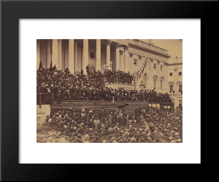 Abraham Lincoln Delivering His Second Inaugural Address As President Of The United States, Washington, D.C. 20x24 Black Modern Wood Framed Art Print Poster by Library of Congress