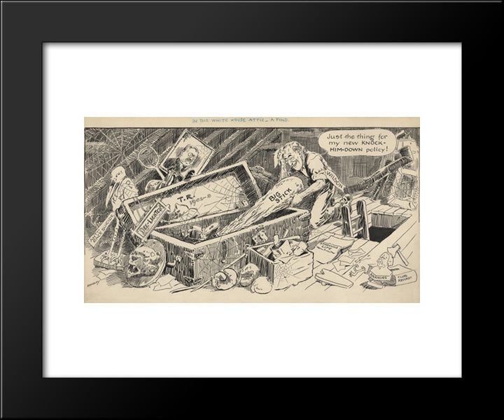 In The White House Attic, A Find 20x24 Black Modern Wood Framed Art Print Poster by Library of Congress