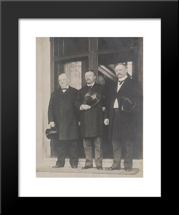 Ex-President Cleveland, President Roosevelt, And David R. Francis, Holding Hats 20x24 Black Modern Wood Framed Art Print Poster by Library of Congress