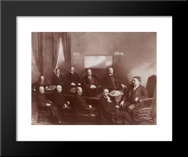 President Theodore Roosevelt, And The Members Of His Cabinet Around Table In Cabinet Room 20x24 Black Modern Wood Framed Art Print Poster by Library of Congress