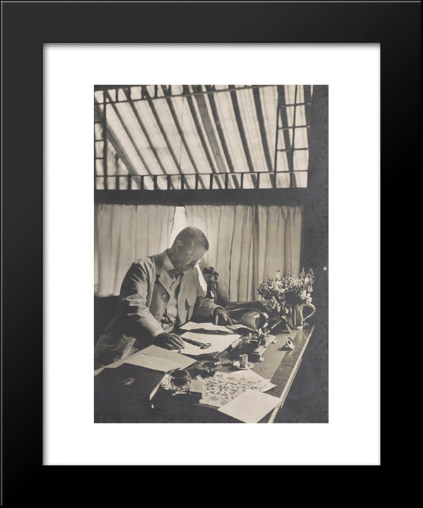 Sagamore Hill, President Roosevelt'S Country Home 'The President At His Desk.' 20x24 Black Modern Wood Framed Art Print Poster by Library of Congress