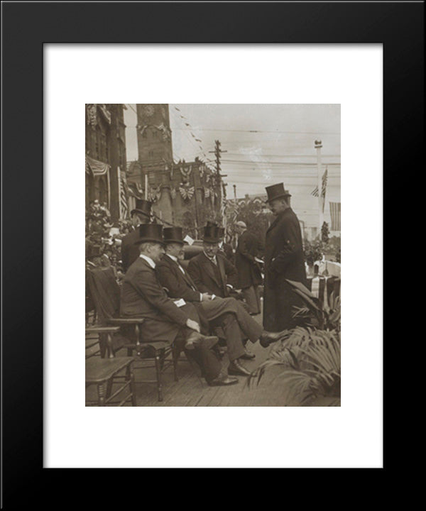 President Theodore Roosevelt Seated Talking With Men At Parade 20x24 Black Modern Wood Framed Art Print Poster by Library of Congress