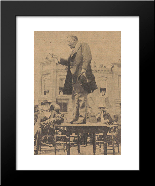 A Remarkable Photograph Of President Roosevelt Speaking 20x24 Black Modern Wood Framed Art Print Poster by Library of Congress