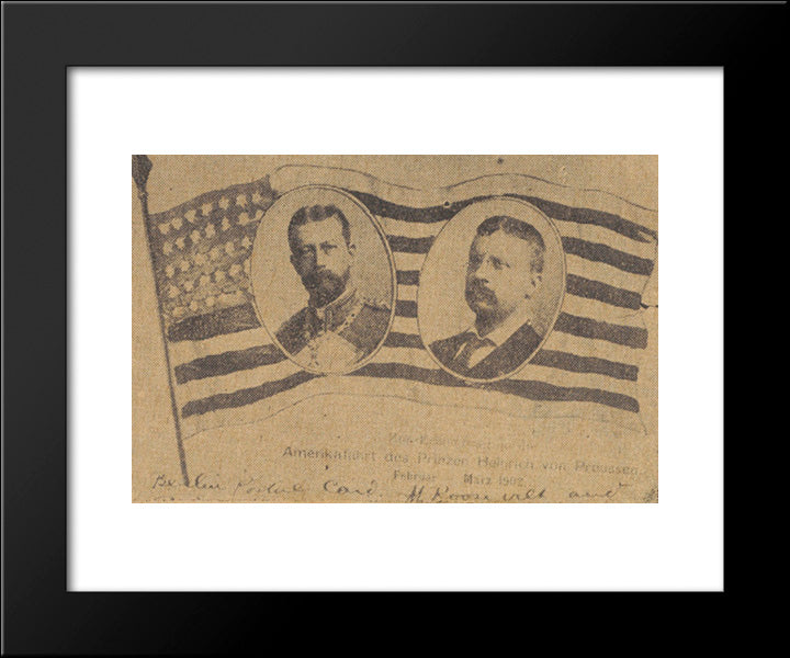Portraits Of President Theodore Roosevelt And Prince Henry Of Prussia On The American Flag 20x24 Black Modern Wood Framed Art Print Poster by Library of Congress