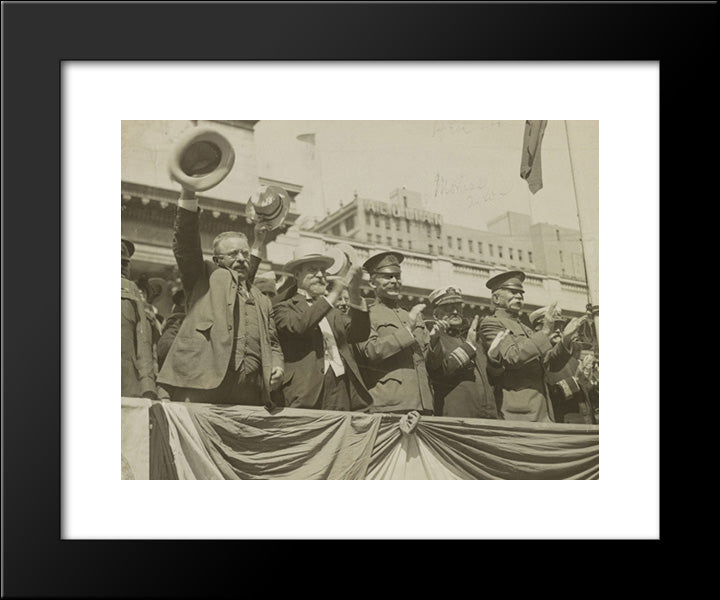 Roosevelt Waving Hat 20x24 Black Modern Wood Framed Art Print Poster by Library of Congress