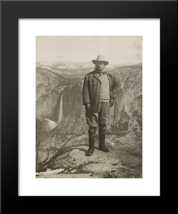 President Roosevelt'S Choicest Recreation - Amid Nature'S Rugged Grandeur On Glacier Point, Yosemite 20x24 Black Modern Wood Framed Art Print Poster by Library of Congress