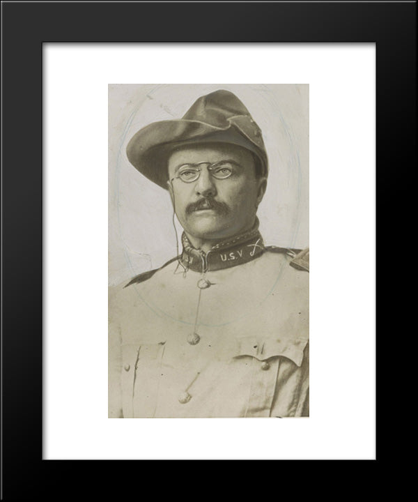 Theodore Roosevelt In Rough Riders Uniform 20x24 Black Modern Wood Framed Art Print Poster by Library of Congress