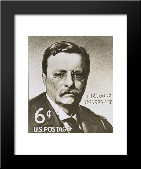 Roosevelt Stamp Issued 20x24 Black Modern Wood Framed Art Print Poster by Library of Congress
