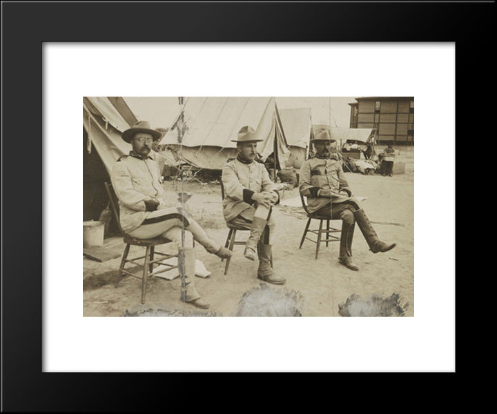 Theodore Roosevelt, Leonard Wood, And Alexander Brodie In 1898, In San Antonio, Texas 20x24 Black Modern Wood Framed Art Print Poster by Library of Congress
