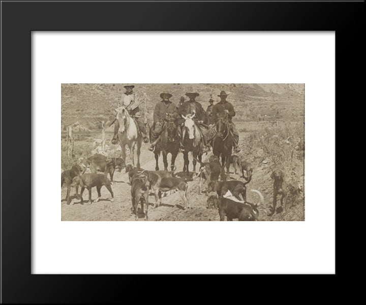 Theodore Roosevelt And Other Men On Horseback With A Pack Of Hunting Dogs 20x24 Black Modern Wood Framed Art Print Poster by Library of Congress