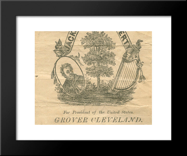 Grover Cleveland For President Campaign Memorabilia Fragment 20x24 Black Modern Wood Framed Art Print Poster by Library of Congress