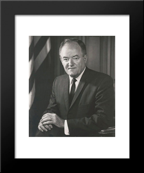 Hubert Humphrey, Half-Length Portrait, Facing Front 20x24 Black Modern Wood Framed Art Print Poster by Library of Congress