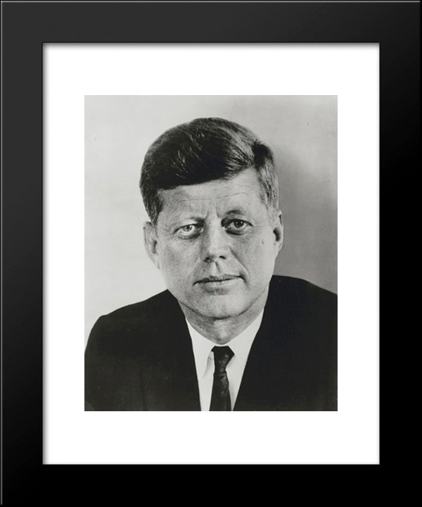 President John F. Kennedy, Head-And-Shoulders Portrait, Facing Front 20x24 Black Modern Wood Framed Art Print Poster by Library of Congress