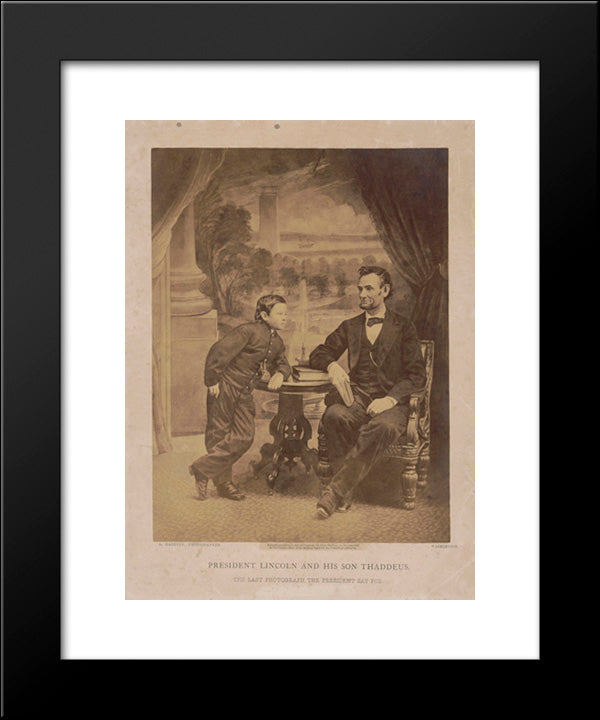 President Lincoln And His Son Thaddeus. The Last Photograph The President Sat For 20x24 Black Modern Wood Framed Art Print Poster by Library of Congress