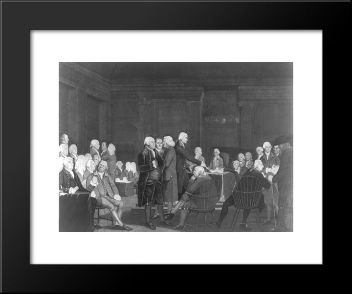 Congress Voting The Declaration Of Independence 20x24 Black Modern Wood Framed Art Print Poster by Library of Congress