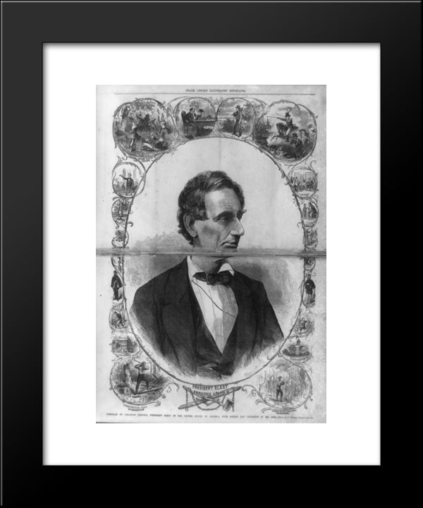 President Elect, Abraham Lincoln Portrait Of Abraham Lincoln, President Elect Of The United States Of America 20x24 Black Modern Wood Framed Art Print Poster by Library of Congress