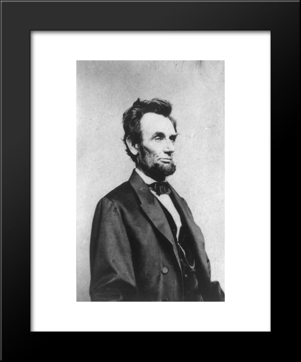 Half-Length Portrait Of President Abraham Lincoln, Facing Right 20x24 Black Modern Wood Framed Art Print Poster by Library of Congress