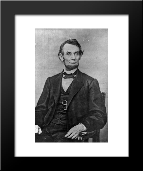 President Abraham Lincoln, Three-Quarter Length Portrait, Seated, Facing Right 20x24 Black Modern Wood Framed Art Print Poster by Library of Congress