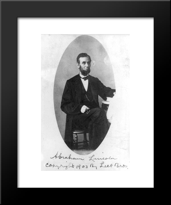 President Abraham Lincoln, Portrait, Seated And Facing Front 20x24 Black Modern Wood Framed Art Print Poster by Library of Congress