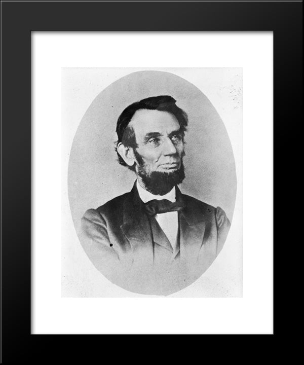 President Abraham Lincoln, Oval Bust Portrait, Facing Right 20x24 Black Modern Wood Framed Art Print Poster by Library of Congress
