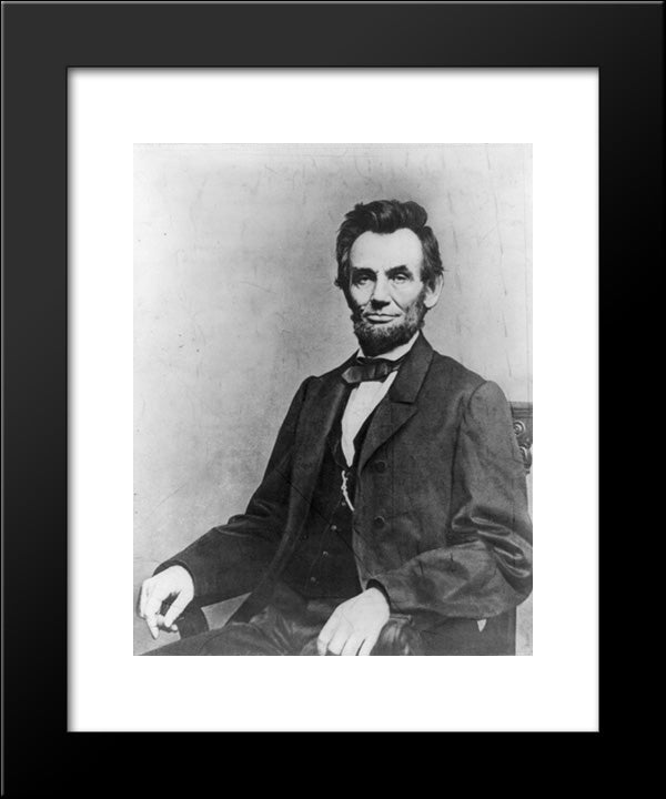President Abraham Lincoln, Portrait, Seated And Facing Front 20x24 Black Modern Wood Framed Art Print Poster by Library of Congress
