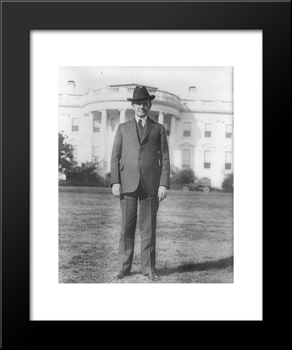 President Coolidge, Full-Length Portrait, Standing On South Lawn Of White House, Facing Front 20x24 Black Modern Wood Framed Art Print Poster by Library of Congress