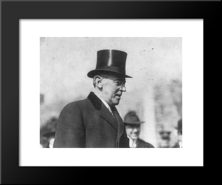 Woodrow Wilson, Bust Portrait, Facing Right 20x24 Black Modern Wood Framed Art Print Poster by Library of Congress