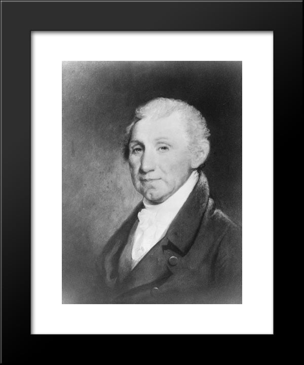 James Monroe, Three-Quarter Length Portrait, Seated, Facing Slightly Left 20x24 Black Modern Wood Framed Art Print Poster by Library of Congress