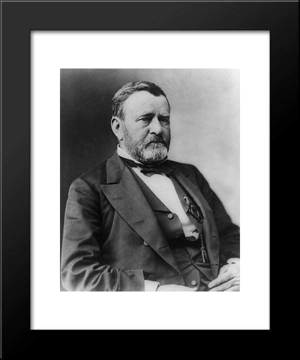 President Ulysses S. Grant, Half-Length Portrait, Seated, Facing Right 20x24 Black Modern Wood Framed Art Print Poster by Library of Congress