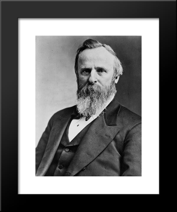 President Rutherford B. Hayes, Half-Length Portrait, Seated, Facing Left 20x24 Black Modern Wood Framed Art Print Poster by Library of Congress