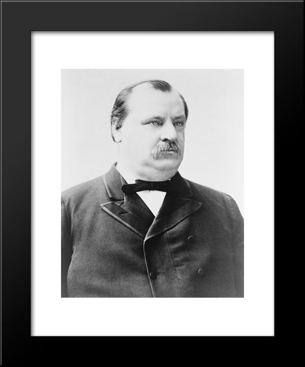 Grover Cleveland, Bust Portrait, Seated, Facing Right 20x24 Black Modern Wood Framed Art Print Poster by Library of Congress