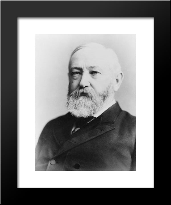 Benjamin Harrison, Half-Length Portrait, Seated, Facing Slightly Left 20x24 Black Modern Wood Framed Art Print Poster by Library of Congress